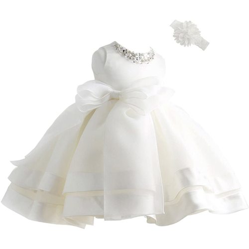 Coozy Baby Girl Dress Christening Baptism Gowns Flower Girl Special Occasion Dress (3M(0-6Months), Ivory)