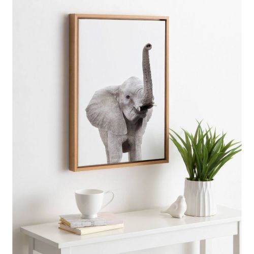 18" x 24" Sylvie Young Elephant Framed Canvas by Amy Peterson Natural: Wall Display, Art by Kate & Laurel All Things Decor