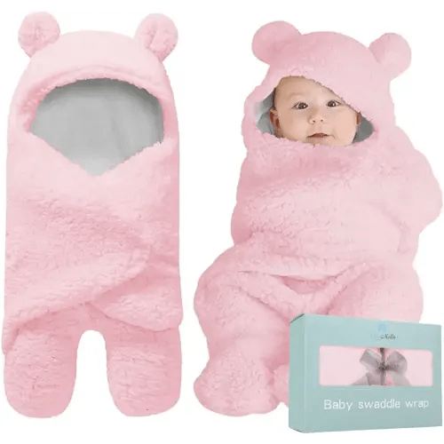 BlueMello Baby Swaddle Blanket | Ultra-Soft Plush Essential for Infants 0-6 Months | Receiving Swaddling Wrap Pink | Ideal Newborn Registry and Toddler Boy Accessories | Perfect Baby Girl Shower Gift