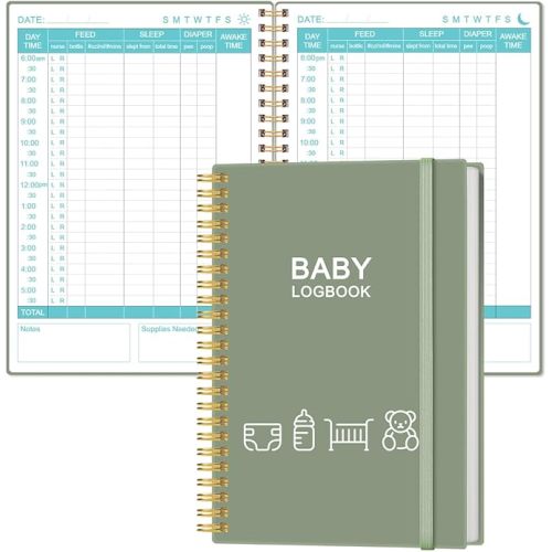 Baby's Daily Log Book - A5 Baby's Tracking for Newborns, 150 Easy to Fill Pages to Track and Monitor Your Newborn Baby Schedule, Green