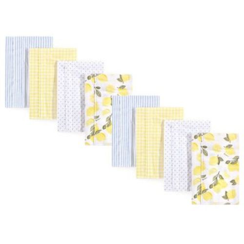 Hudson Baby Boys And Girls Cotton Poly Flannel Burp Cloths 8-pack, Lemons, One Size