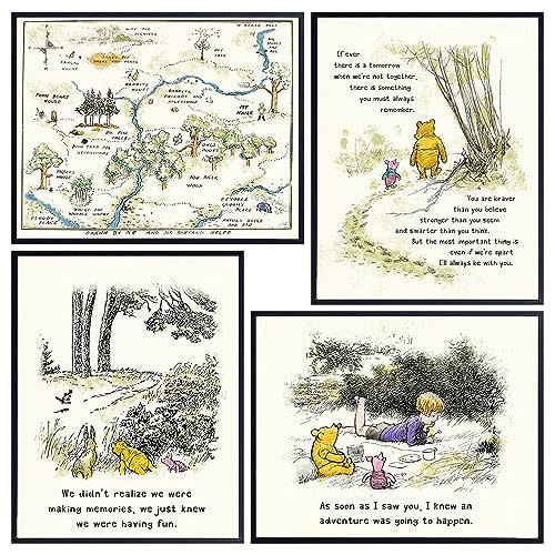 Winnie Pooh Wall Art & Decor - Boys Room Decor - Kids Room Decor - Baby Nursery Decor - Little Girls Bedroom Decor - Toddler Room Decor - Baby Room Decor - Inspiration positive Quotes Wall Decor
