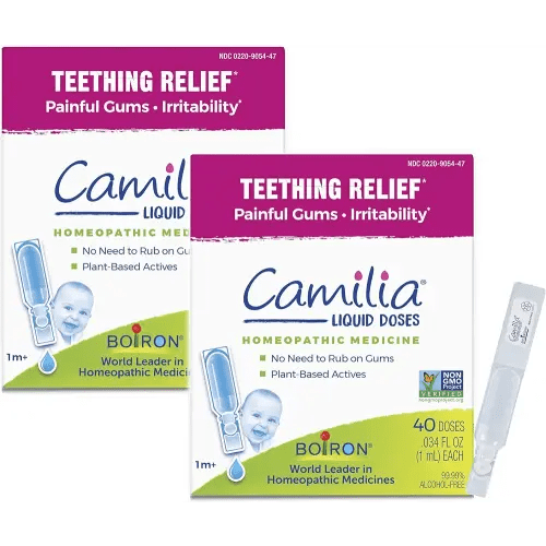 Boiron Camilia Drops 40 Count (Pack of 2) Relief of Painful or Swollen Gums and Irritability in Babies - for Daytime and Nighttime - Liquid Drop for Baby