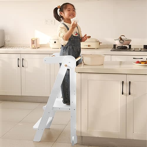 Foldable Kitchen Kids Helper Tower in White