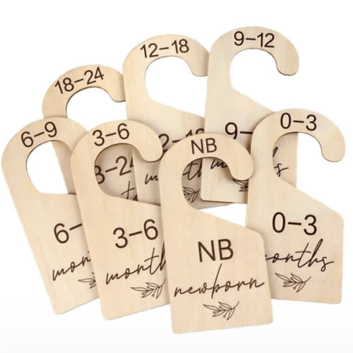7PCS/1SET Double-Sided Wooden Baby Age Clothes Divider