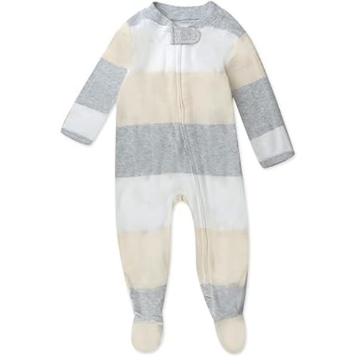 HonestBaby Sleep and Play Footed Pajamas One-Piece Sleeper Jumpsuit Zip-front PJs Organic Cotton for Baby Boys, Unisex