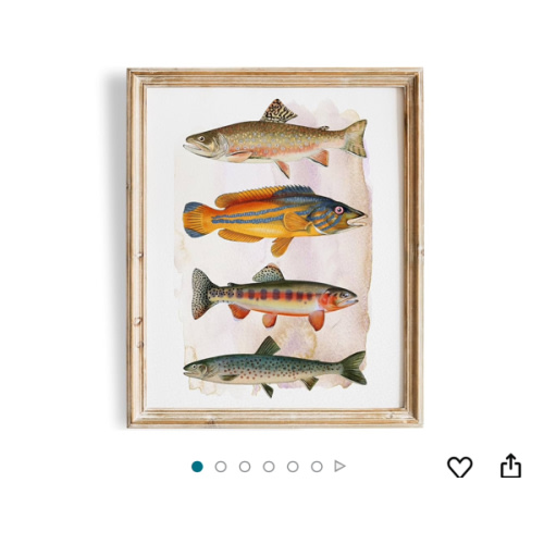 Vintage Fish Art Print - Unframed - 8x10 | Vintage Décor | Farmhouse Décor | Bathroom Décor Wall Art | Kitchen Wall Décor | Kitchen Wall Art