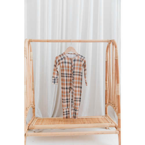 Zippered Romper in Autumn Plaid