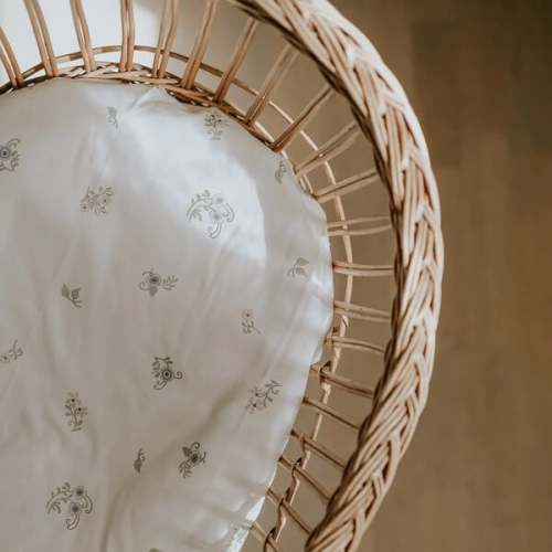 Fleur + Stripe Crib Sheet, Ivory - Gooselings | Maisonette