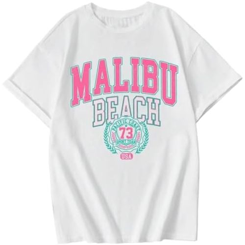 Jinluth Cute Letter Graphic Tees for Girls Preppy Aesthetic Shirts Oversized Trendy T Shirts Loose Casual Summer Tops