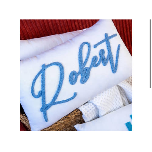 Custom Name Punch Needle Emroidered Pillow Cover, Handmade Throw Pillows, Personalized Pillow, Custom Pillow, Baby Shower Gift, Baby Girl Room Decor, Monogrammed Pillow, Embroidered Pillow