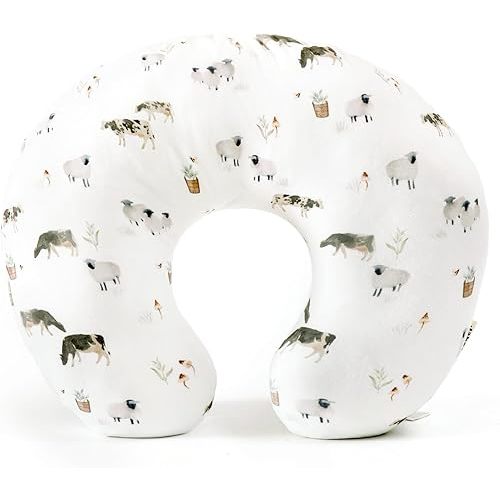 GRSSDER Nursing Pillow Cover, Stretchy Soft Minky Fabric Covers, Fit Most Nursing Support Pillows for Breastfeeding, Comfortable Safe Pillow Cover, Farm Animals
