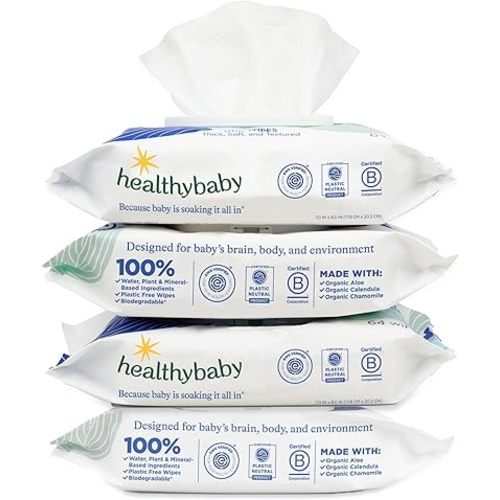Our Wet Wipes | EWG Verified Safe | 100% Water & Plant Based | Unscented & Safe for Sensitive Skin | Fragrance Free and Totally Chlorine Free (4 packs, 256 wipes)
