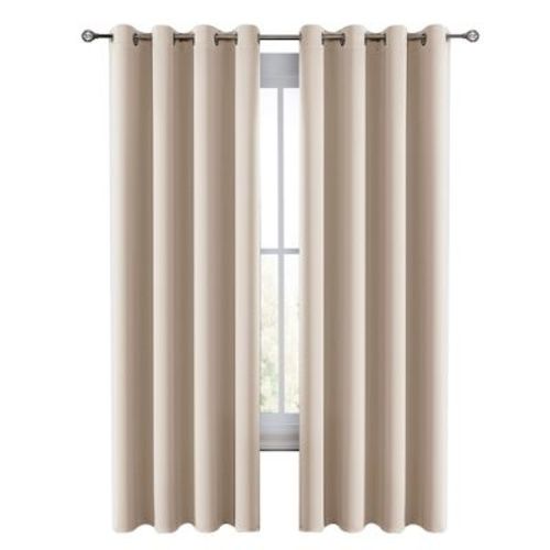 84-Inch Long Drop Double Panel Solid Curtains Grommet Top Blackout Curtains - 42"x84" (WHITE)