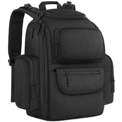 Mancro Diaper Bag Backpack, Multifunctional Dad Diaper Bag with 2 Side Insulated Pockets, Travel Water Resistant Baby Diaper Backpack for Men Women with Stroller Straps, Black