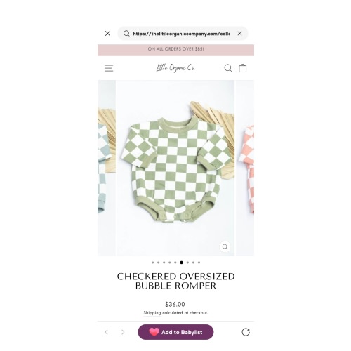 little organic company Checkered Oversized Bubble Romper