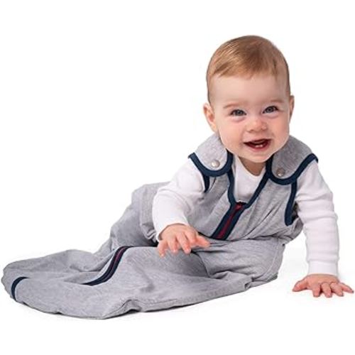 baby deedee Wearable Blanket Baby and Toddler Sleeping Sack, Baby Sleeping Bag, Sleep Nest Lite, Heather Gray Navy, Medium (6-18 Months)