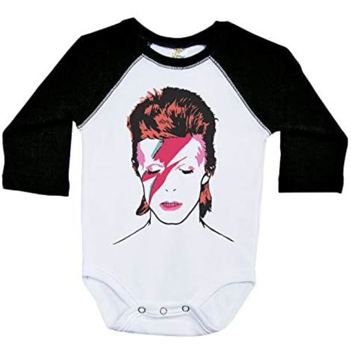 Baffle Baby Onesie, ZIGGY STARDUST, Long Sleeve Raglan Unisex Infant Bodysuit, Glam Rock Newborn 70s Rock Baby Outfit