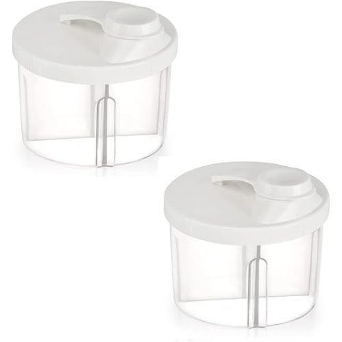 Accmor Baby Formula Dispenser On The Go, Non-Spill Rotating Four-Compartment Formula Container to Go, Milk Powder Kids Snack Container for Infant Toddler Travel Outdoor, White, 2 Pack