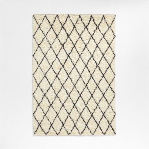 Moroccan Arlequin Diamond Wool Light Grey Kids Area Rug 5'x8'