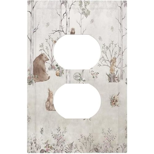 Forests Animals Flowers Grass Trees Single Duplex Wall Plate Covers Light Switch Cover 1 Gang Outlet Plate Decorative Switchplate Covers Electrical Faceplate For Country Decor