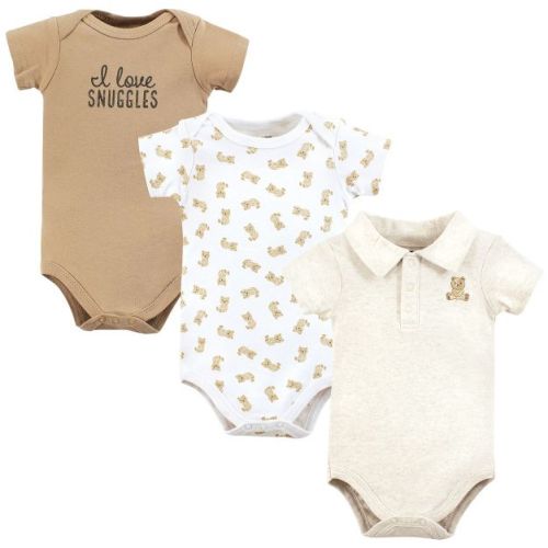 Hudson Baby Infant Boys Cotton Bodysuits, Cute Bear Polo, 0-3 Months
