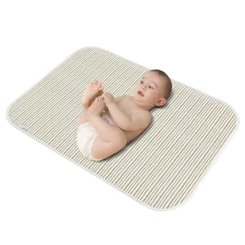 Baby Diaper Changing Pad, 21 5/8" x 31.5" Waterproof Changing Pad Liners - Reusable Soft and Absorbent Portable Changing Mat(Stripe1PCS)