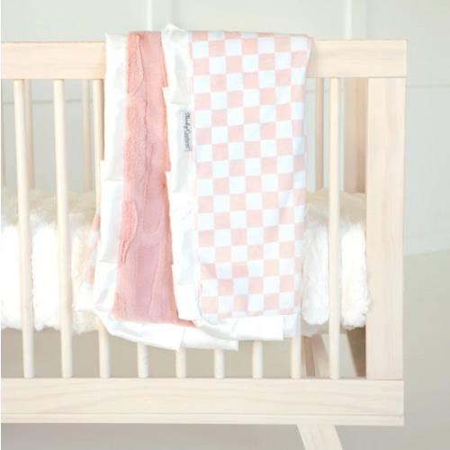 Checkered Blush Blanket | Minky Couture