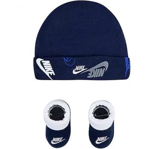 Nike Baby Boys Logo Hat & Bootie Socks 2 Piece Set (Obsidian(NN0603-U90)/White, 0-6 Months)