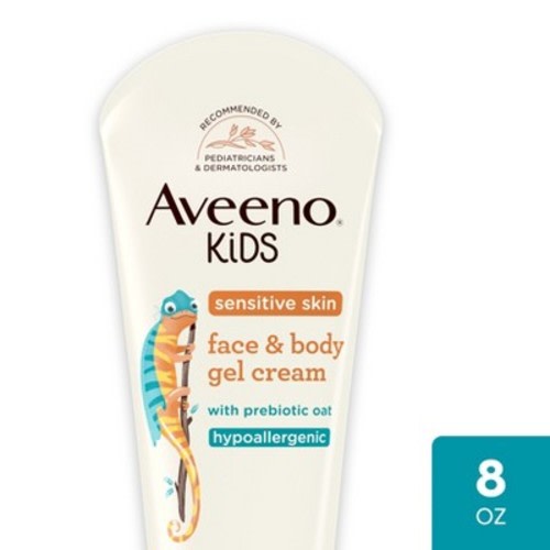 Aveeno Kids Sensitive Skin Face & Body Gel Cream, Clinically Proven 24 Hour Hydration, Lightweight - 8oz