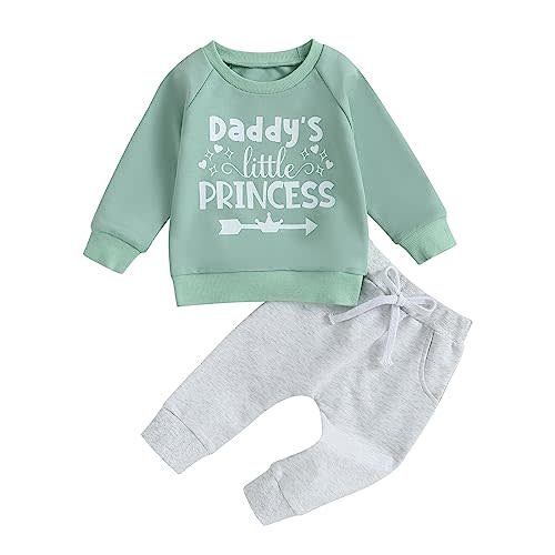 Toddler Baby Girl Clothes Daddys Girl Long Sleeve Pullover Sweatshirt Stretch Jogger Pants Infant Fall Winter Outfit