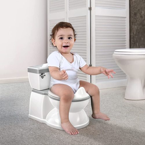 RONBEI Realistic Potty Training Toilet for Kids and Toddlers w/ Flushing Sounds, Splash Guard