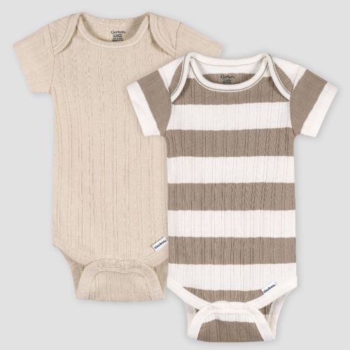 Gerber Baby 2pk Striped Onesie - Tan Newborn