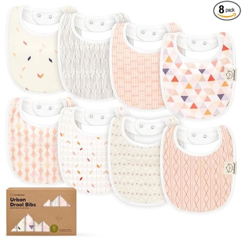 8-Pack Organic Baby Bibs for Boys, Girls - Soft Cotton Drooling and Teething Bibs for Baby Girl & Boy, Extra Absorbent, Easy to Clean & Put On for Toddler, Newborn, Infant 0-24 Months (Prism)