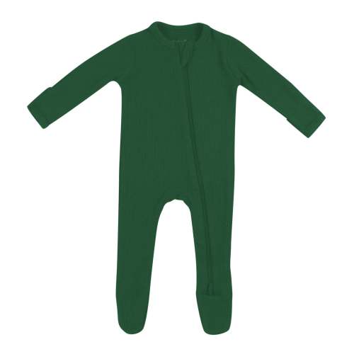 Ribbed Zipper Footie in Forest - 0-3M