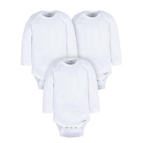 Gerber Gender Neutral Casual White Long Sleeve Cotton Bodysuit, 3-Pack, Sizes Preemie - 24 Months