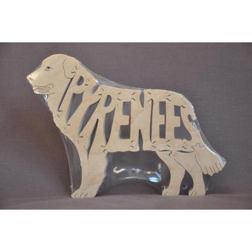 Great Pyrenees Mountain Dog Puzzle Wooden Toy Hand Cut Figurine Art