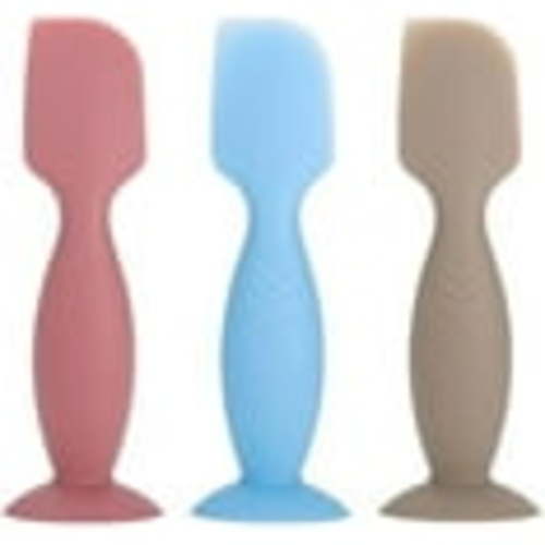 3 Pack Baby Diaper Cream Spatula Applicator, Soft Silicone Diaper Cream Brush Baby Butt Paste Spatula Diaper Cream Brush with Suction Cup Base (Khaki, Blue, Rose Red)