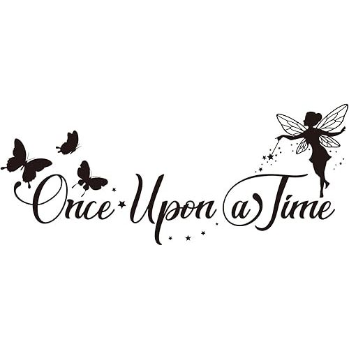 SUPERDANT Fairy Wall Decals Fairy Tale Wall Stickers Once Upon a Time Quote Wallpaper Home Decor Vinyl Self-Adhesive Sticker for Kids Room Nursery Living Room Bedroom Classroom Decoration