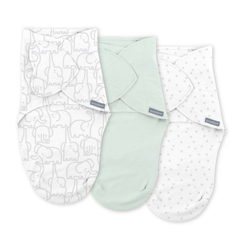Ingenuity SwaddleMe by Ingenuity Monogram Collection Baby Swaddle, 100% Cotton, 0-3 Months, 1.0 TOG, 3-Pack - Elephant Dance | Wayfair