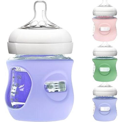 3 Pack Silicone Sleeve for Philips Avent Glass Bottle - Shatter Proof Natural Silicone Bottle Sleeve for Anti Colic Baby Bottles 8 oz & 4 oz - Anti Flow Sleeve for Infant Bottles