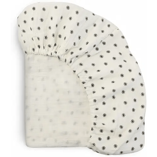 mushie Extra Soft Muslin Fitted Crib Sheet | 28"x 52" (Black Daisy)