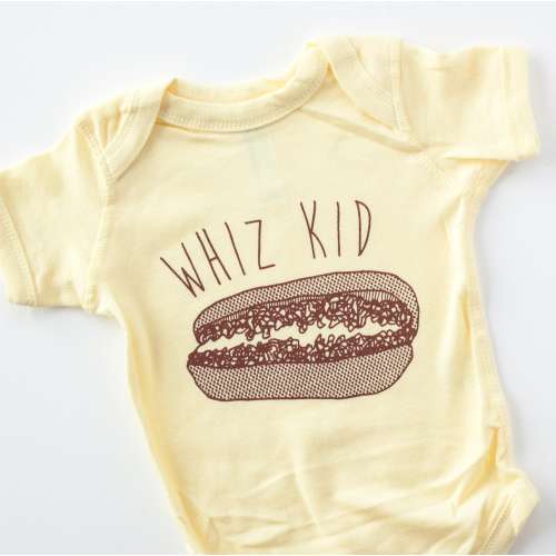 Philadelphia baby, Philly cheesesteak baby bodysuit, whiz kid