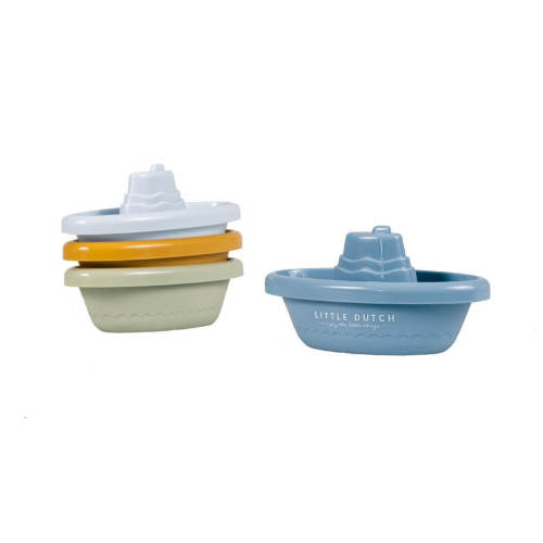 Little Dutch Stackable Bath Boats Blue | Baby Bath Toys – Scandiborn