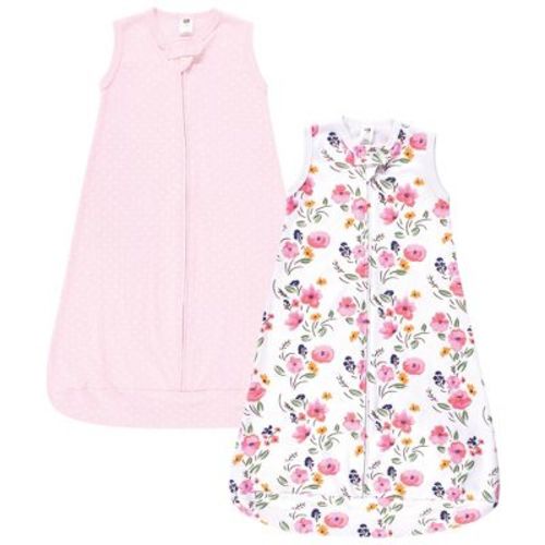 Hudson Baby Infant Girl Cotton Long-Sleeve Wearable Sleeping Bag, Sack, Blanket, Floral Bouquet Sleeveless, 0-3 Months