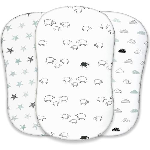 VOLHA&CO Bassinet Fitted Sheets for Halo Bassinest Swivel Sleeper 100% Cotton Jersey 3-Pack
