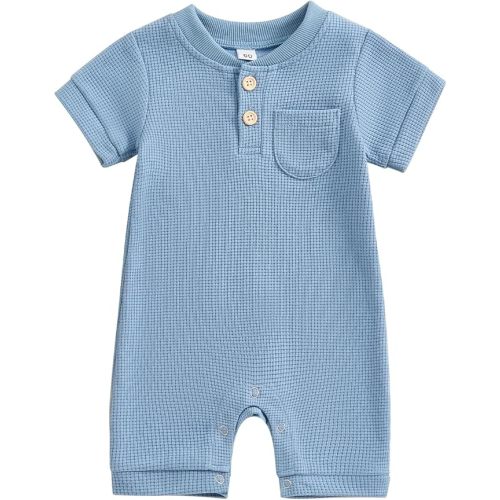 Kuriozud Newborn Infant Unisex Baby Boy Girl Clothes Button Romper Jumpsuit Basic One Piece Outfits