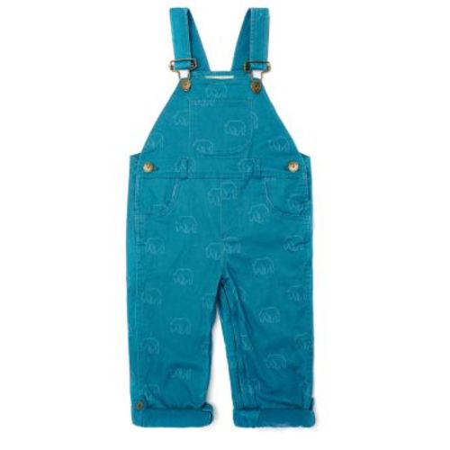 Unisex Nordic Blue Bear Print Brushed Cotton Overalls
