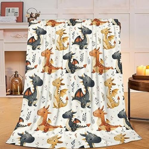 Dragon Blanket Super Soft Cozy Fleece Cute Cartoon Dragon Throw Blanket Lightweight Plush Bedding Decor Blanket Gifts for Boys Girls Kids Men Women 40''X50''