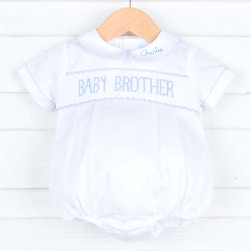Baby Brother Smocked Bubble White Pique